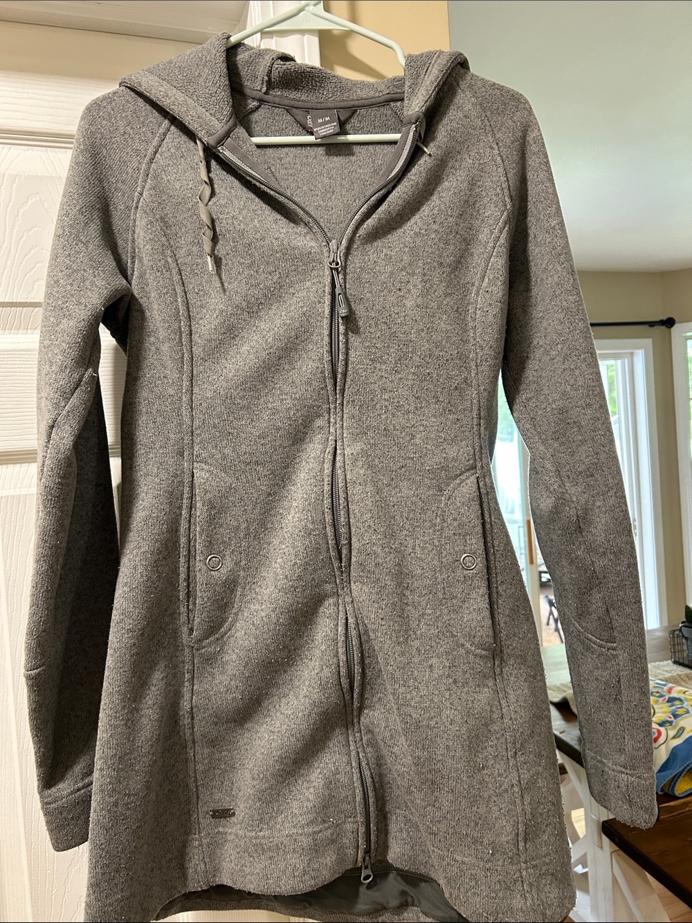 Outdoor Research Women's Gray Hooded Long Zip fleece Coat